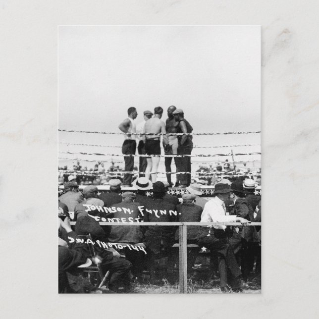 Jack Johnson vs. Fireman Jim Flynn Boxing: 1912 Vykort (Framsida)