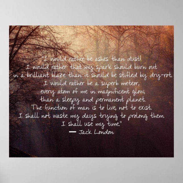 Jack London Quote om livet! Poster (Framsidan)