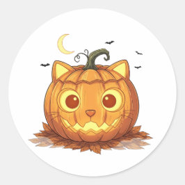 Jack-O’-Fold - Scottish Fold Cat Ansikte Jack-o’-L Runt Klistermärke