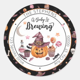 Jack-O-Lantern A Baby brinner Returadress Runt Klistermärke