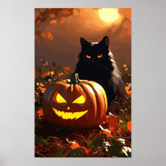 Jack-o’ lantern and Black Cat Poster