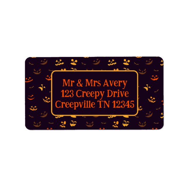 Jack-o-lantern Ansikte Adressetikett (Framsidan)