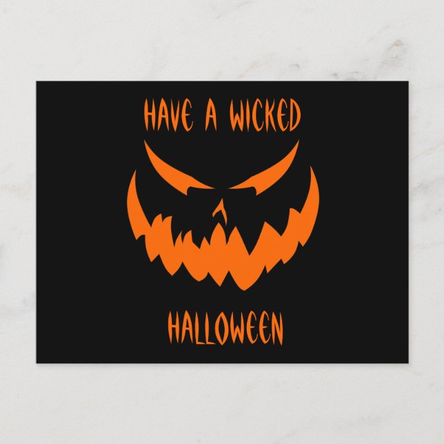 Jack-O'-Lantern Ansikte II, Orange Vykort (Framsida)