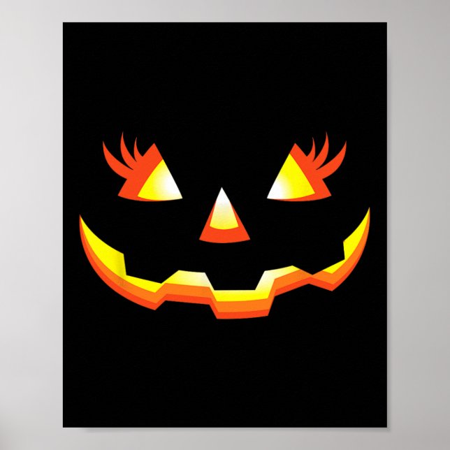 Jack o lantern Ansikte Pumpkin Eyelash Halloween C Poster (Framsidan)