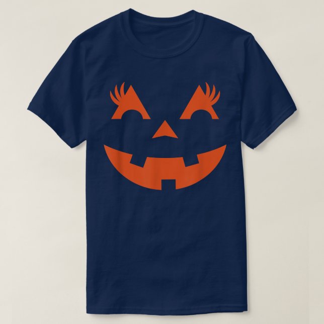 Jack o lantern Ansikte Pumpkin Eyelash Halloween C T Shirt (Design framsida)