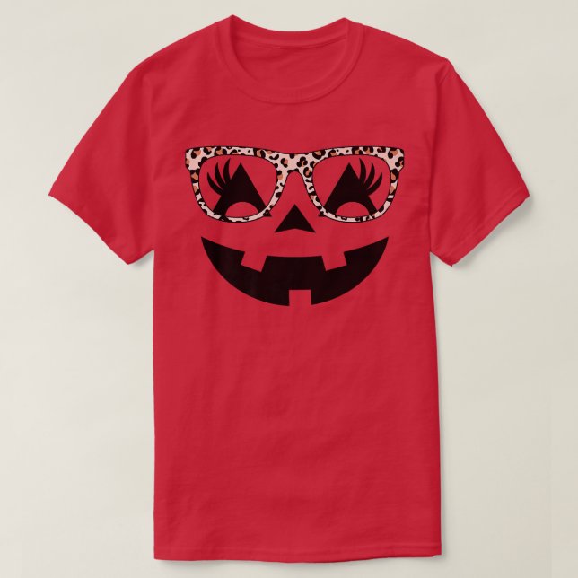 Jack o lantern Ansikte Pumpkin Eyelash Halloween L T Shirt (Design framsida)