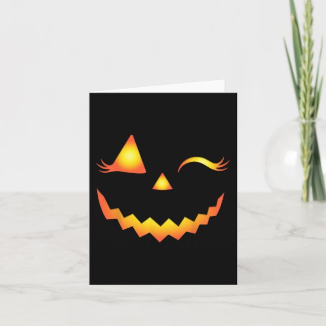 Jack o lantern Ansikte Pumpkin Eyelash Hallowen Co Kort (Framsida)