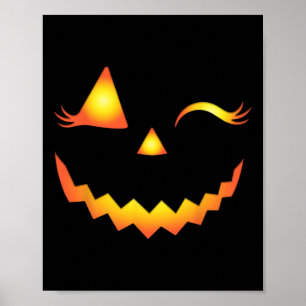 Jack o lantern Ansikte Pumpkin Eyelash Hallowen Co Poster