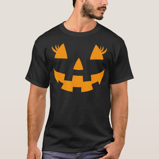 Jack o lantern Ansikte Pumpkin Eyelash Hallowen Co T Shirt (Framsida)