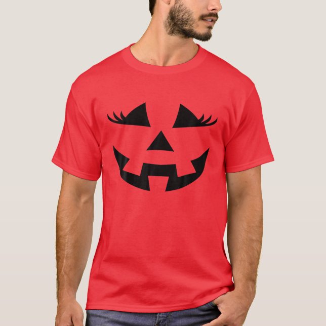 Jack o lantern Ansikte Pumpkin Eyelash Hallowen Pa T Shirt (Framsida)