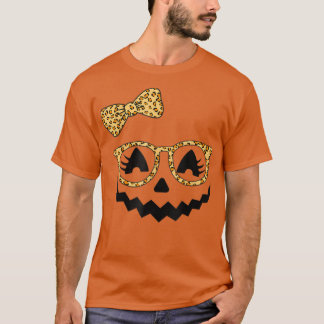 Jack o lantern Ansikte Pumpkin Halloween Leopard P T Shirt