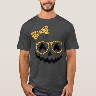 Jack o lantern Ansikte Pumpkin Halloween Leopard P T Shirt