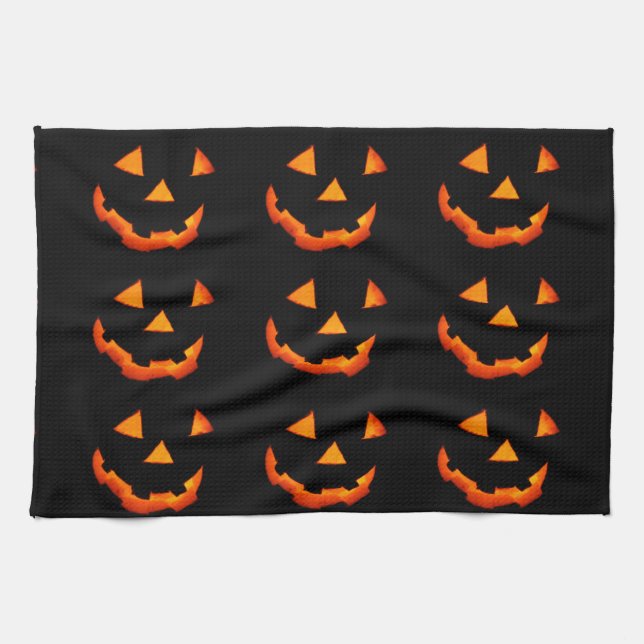 Jack-o'-Lantern Ansikte towel Kökshandduk (Horisontell)