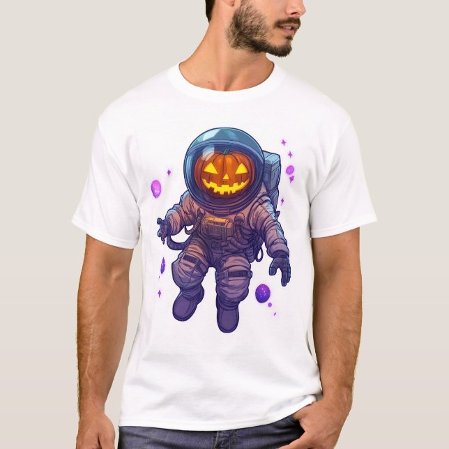 Jack-o'-Lantern Astronaut T Shirt (Framsida)