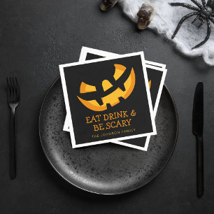 Jack-O-Lantern Ät Drick och Var Skräckinjagande Pappersservett