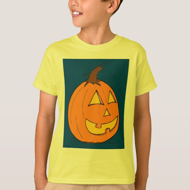 Jack o' Lantern Blå Barn Basic T-Shirt (Framsida)
