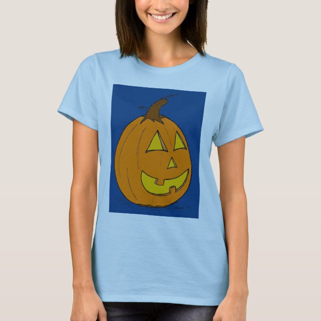 Jack o' Lantern Blå Dam Baby Doll T-Shirt (Framsida)