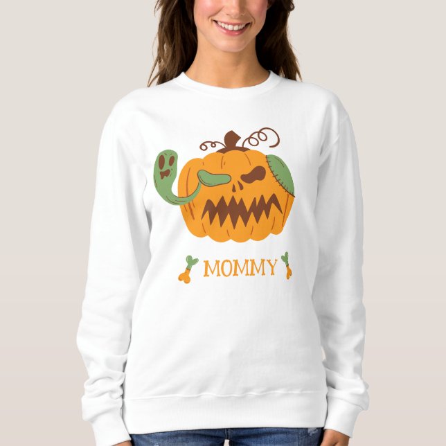 Jack-o'-Lantern & Bones Spooky Halloween Mamma T Shirt (Framsida)