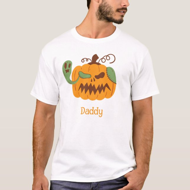 Jack-o'-Lantern & Bones Spooky Halloween Pappa T Shirt (Framsida)