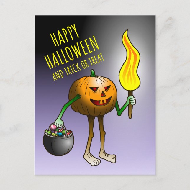 Jack-o-lantern busar eller behandlar helg vykort (Framsida)