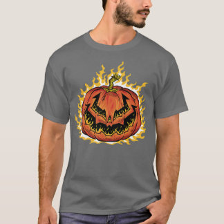 Jack o lantern Coola Halloween Pumpkin med Flames T Shirt