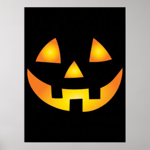 Jack o lantern Creepy Pumpkin Ansikte Halloween Poster