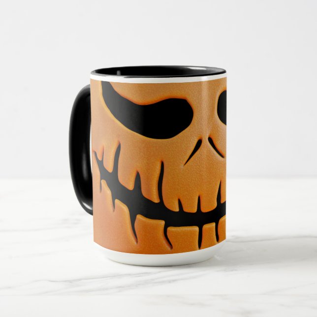 "Jack-o'-Lantern Delight: Halloween Pumpkin Mug" Mugg (Framsida vänster)