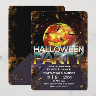 Jack O Lantern Disco Boll Halloweenfest Inbjudningar