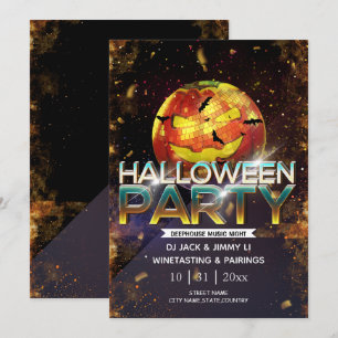 Jack-O-Lantern Disco Boll Vuxen Halloween fest Inbjudningar