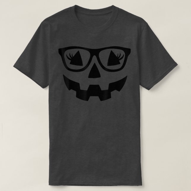Jack O Lantern Face Leopard Glasses Halloween Pump T Shirt (Design framsida)