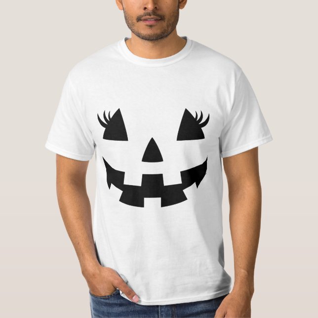 Jack O Lantern Face Pumpkin Eyelashes Hallowen Cos T Shirt (Framsida)
