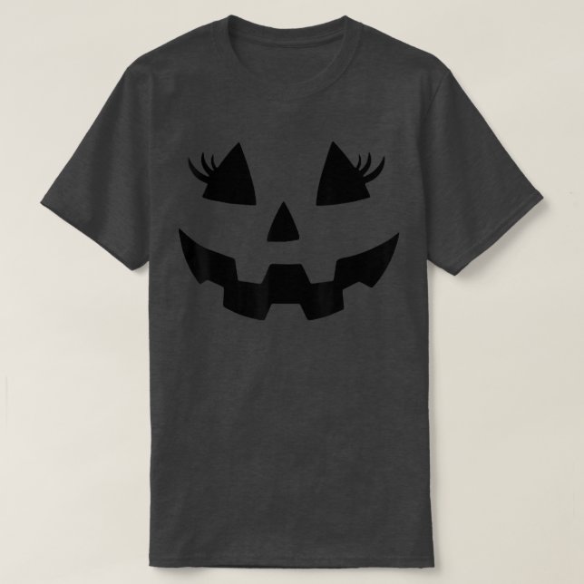 Jack O Lantern Face Pumpkin Eyelashes Hallowen Cos T Shirt (Design framsida)