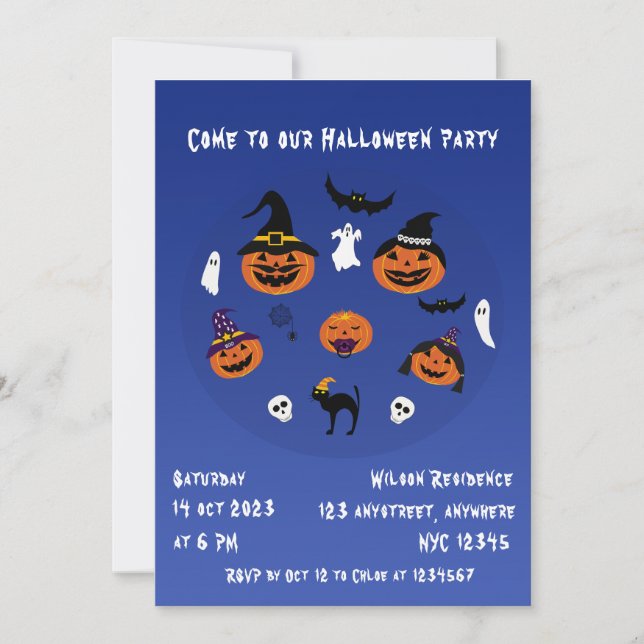 Jack o lantern familjepakoky Halloween Inbjudningar (Framsida)