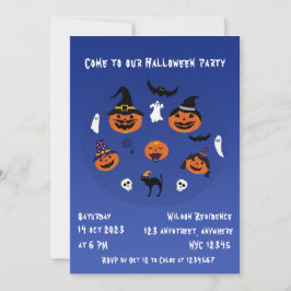 Jack o lantern familjepakoky Halloween Inbjudningar