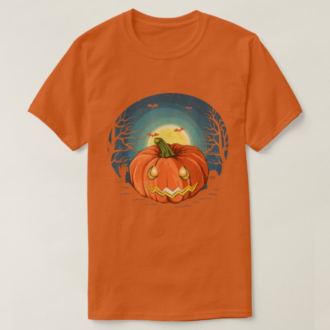 Jack o lantern, Full Moon Spooky Hallowed Fladderm T Shirt (Design framsida)