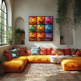 Jack-o'-Lantern Grid Halloween-Poster Poster