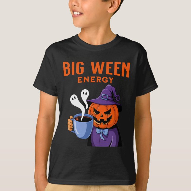 Jack-o-lantern Halloween Big Ween Energy for Kaffe T Shirt (Framsida)