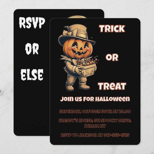 Jack o lantern Halloween fest Inbjudningar (Fram/baksida)