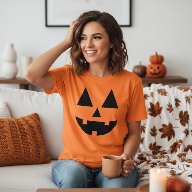 Jack-O-Lantern Halloween Pumpkin Ansikte T Shirt (Jack-O-Lantern Halloween Pumpkin Face T-Shirt)