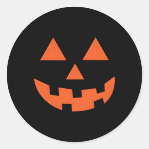 Jack-O-Lantern Halloween Pumpkin Ansikte Trick ell Runt Klistermärke