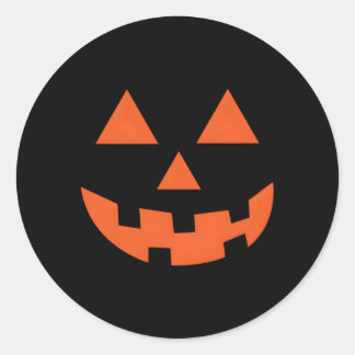 Jack-O-Lantern Halloween Pumpkin Ansikte Trick ell Runt Klistermärke