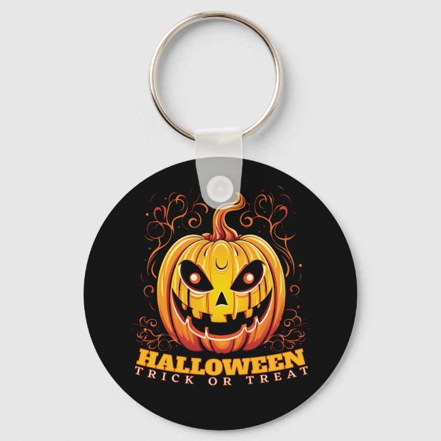 Jack-O-Lantern Halloween Pumpkin Nyckelring (Framsida)