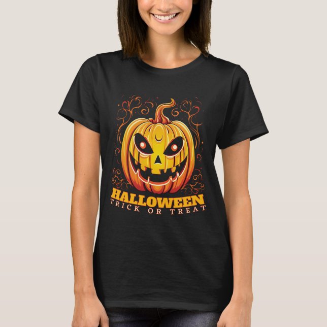 Jack-O-Lantern Halloween Pumpkin T Shirt (Framsida)