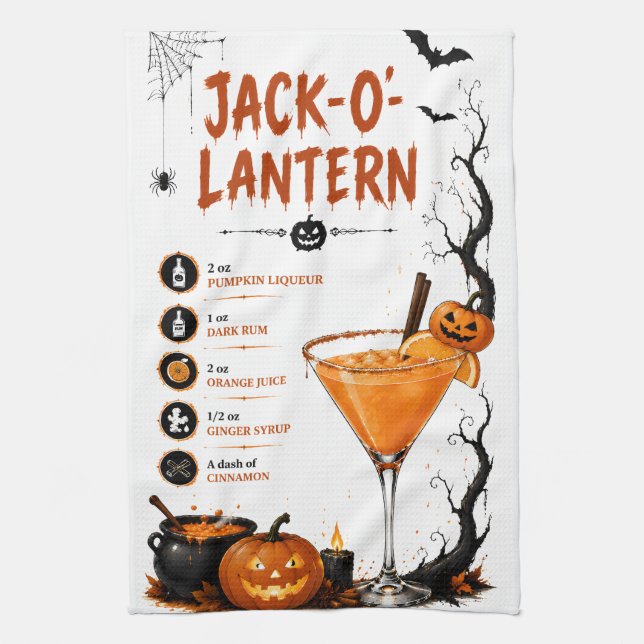 Jack O Lantern Halloween-recept Kökshandduk (Vertikal)