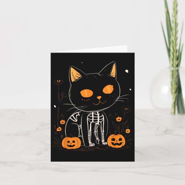 Jack o lantern Halloween Spooky Kawaii Skeleton Ca Kort (Framsida)