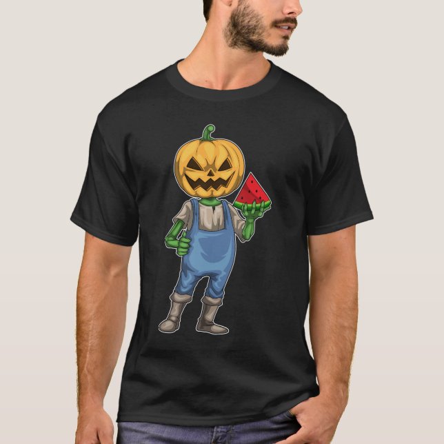 Jack o lantern Halloween Watermelon T Shirt (Framsida)