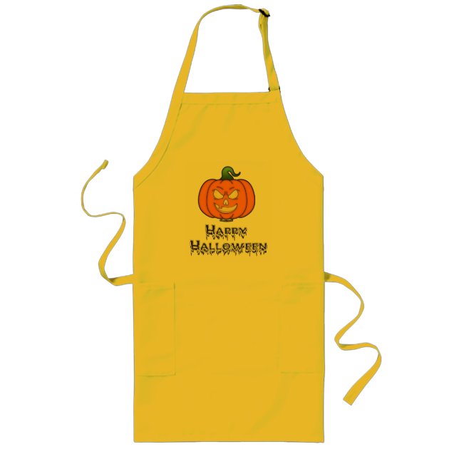 Jack-O-Lantern Happy halloween Apron Långt Förkläde (Framsidan)