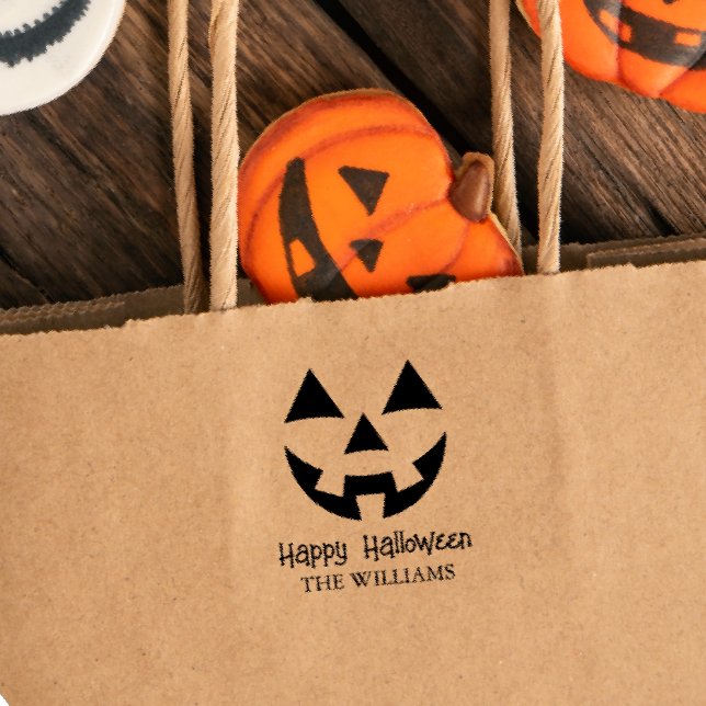 JACK O LANTERN HAPPY HALLOWEEN FAMILY NAMN SJÄLVFÄRGANDE STÄMPEL (Skapare uppladdad)