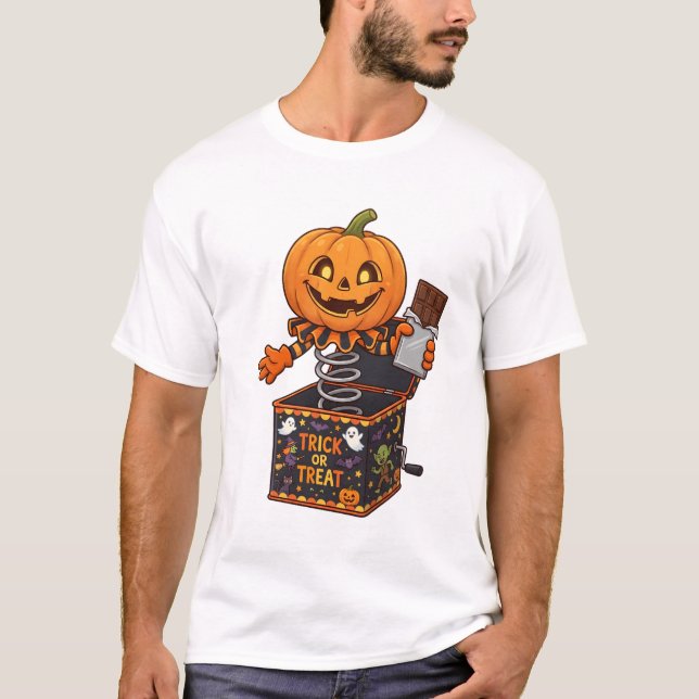 Jack o Lantern i lådan | Halloween T Shirt (Framsida)
