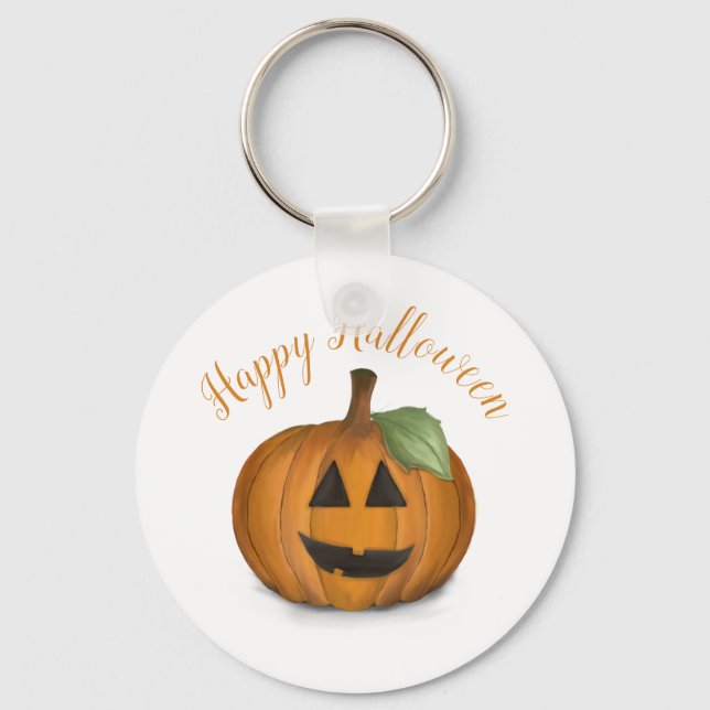 Jack o lantern i Pumpkin Patch Keychain Nyckelring (Framsida)